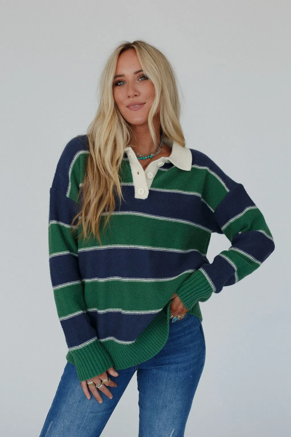 Sloane Striped Top - Navy