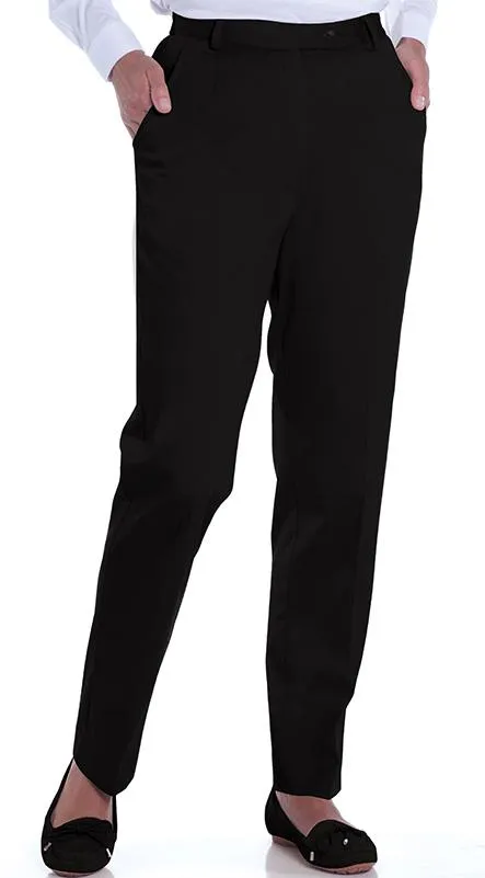 Stretch Twill Flat Front Pants | Black 090