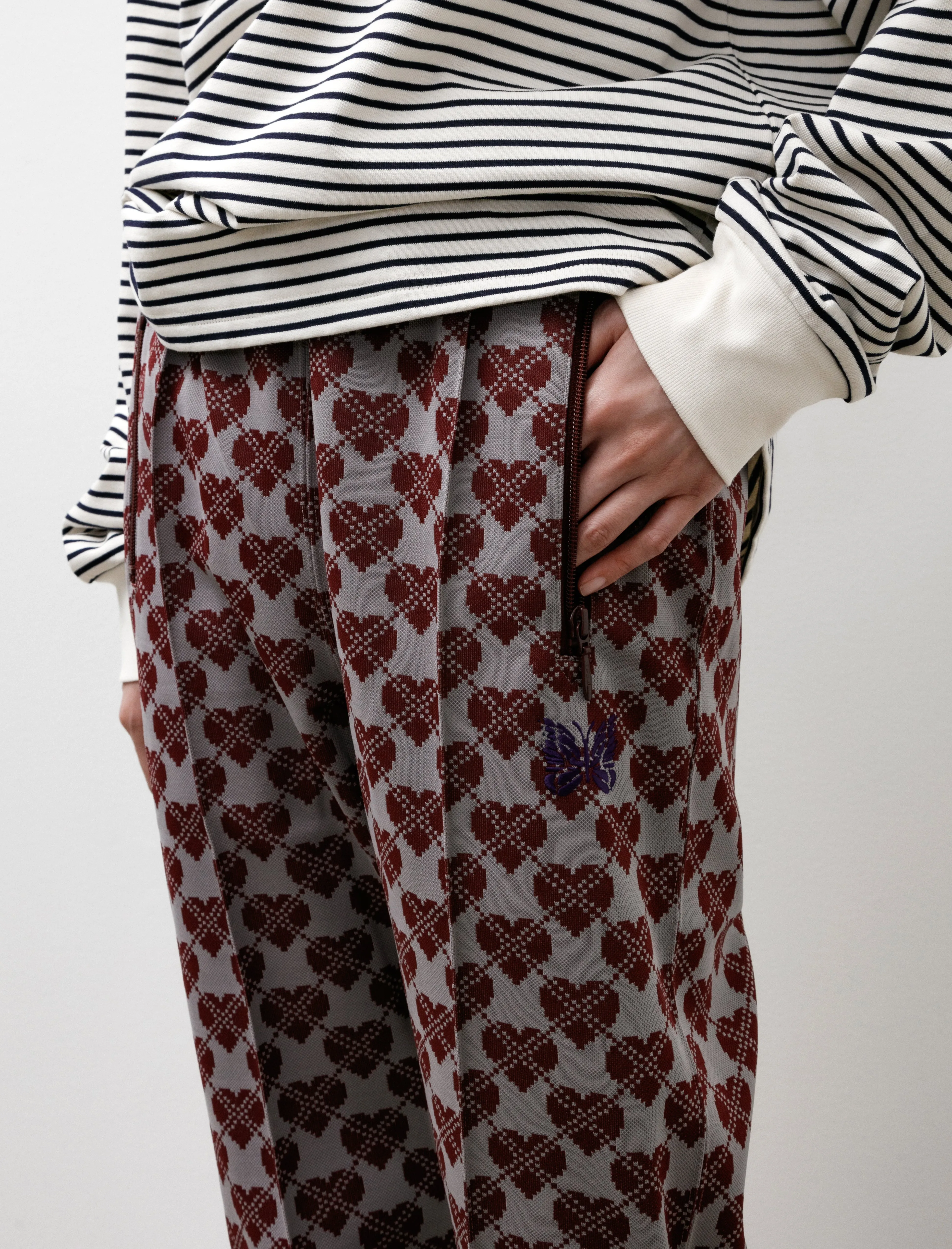 Track Pant Poly Jacquard Heart