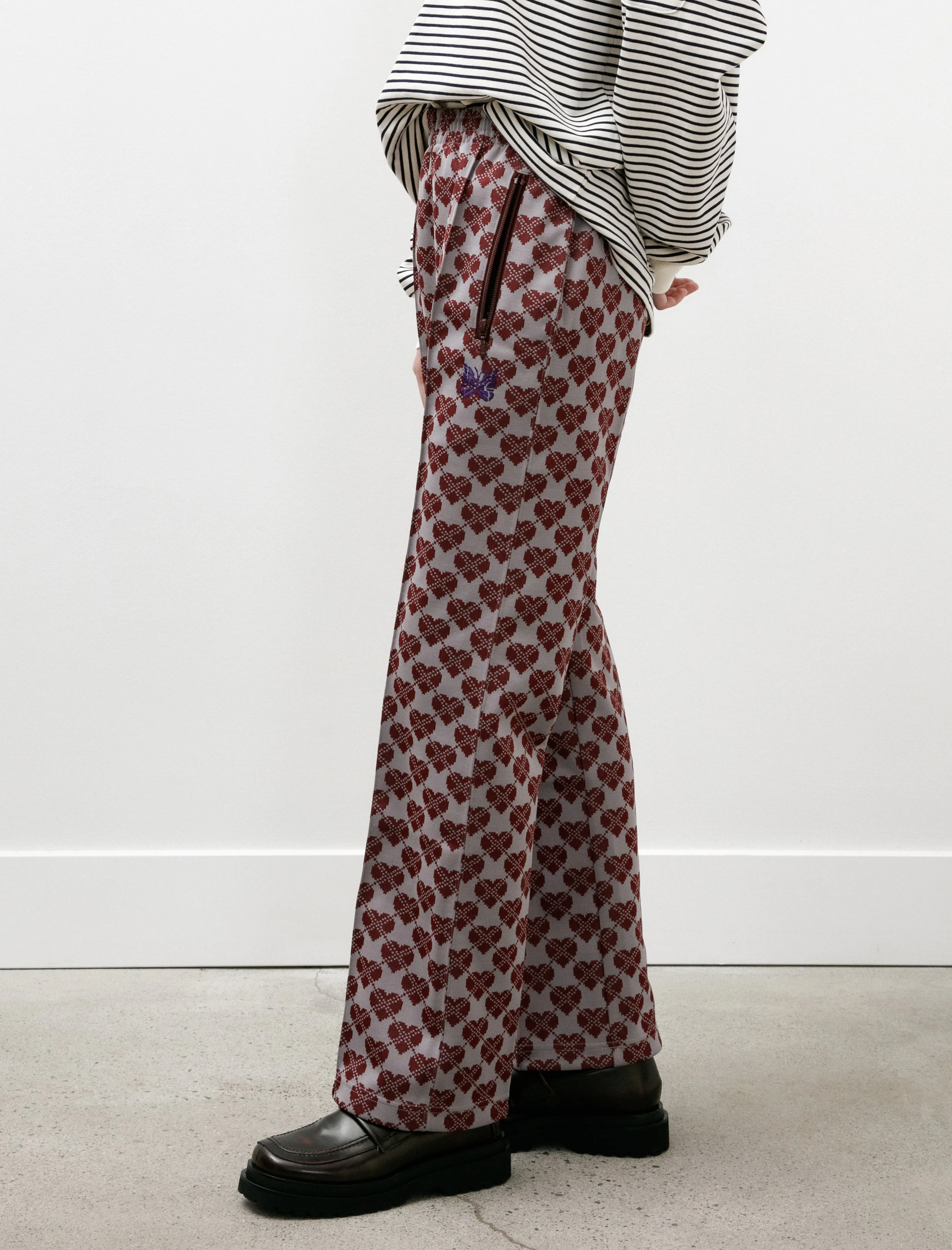 Track Pant Poly Jacquard Heart