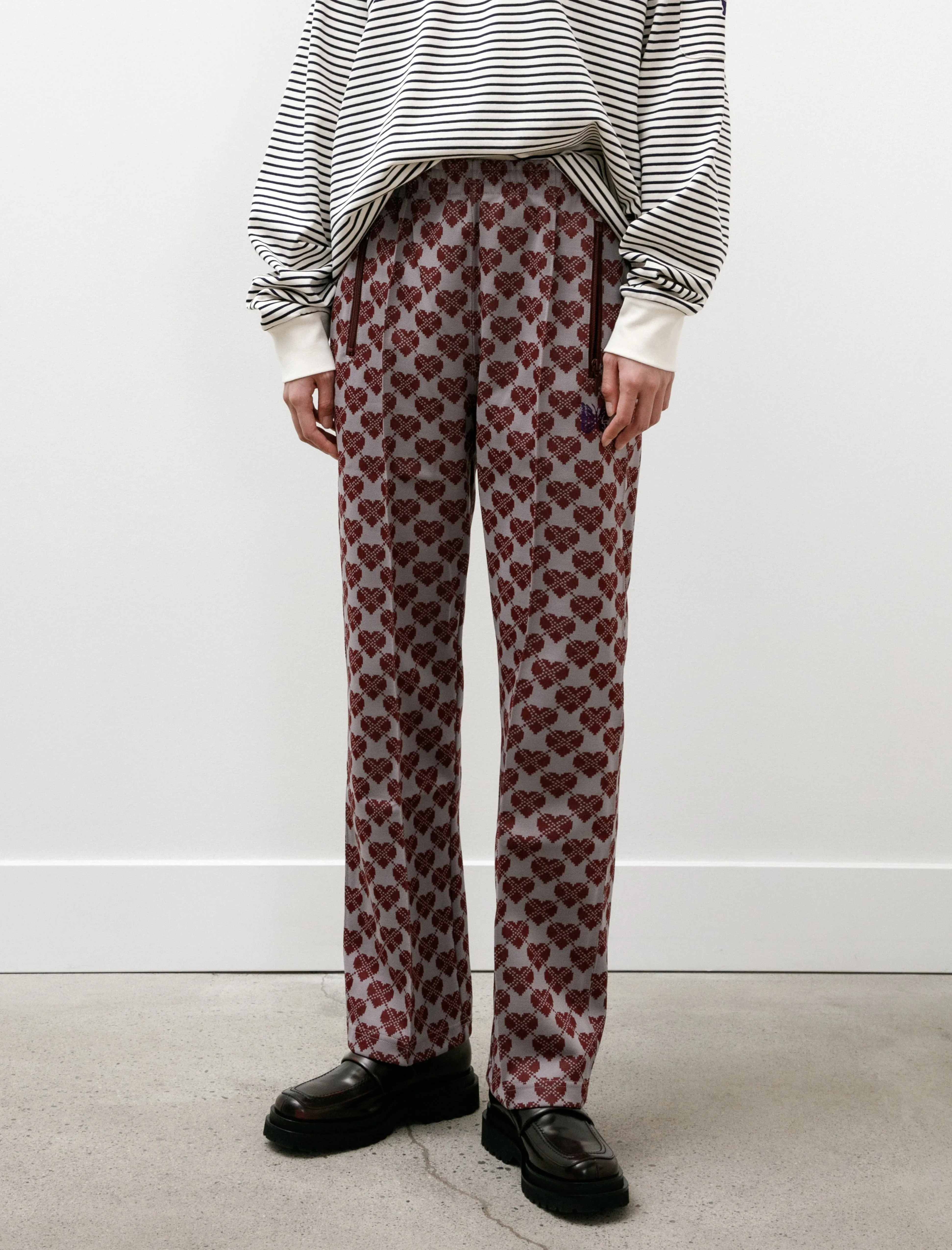 Track Pant Poly Jacquard Heart