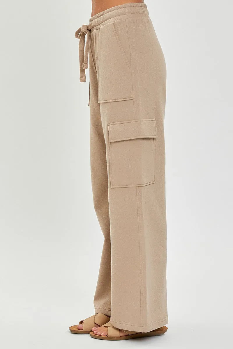 Wide High Rise Cargo Pants