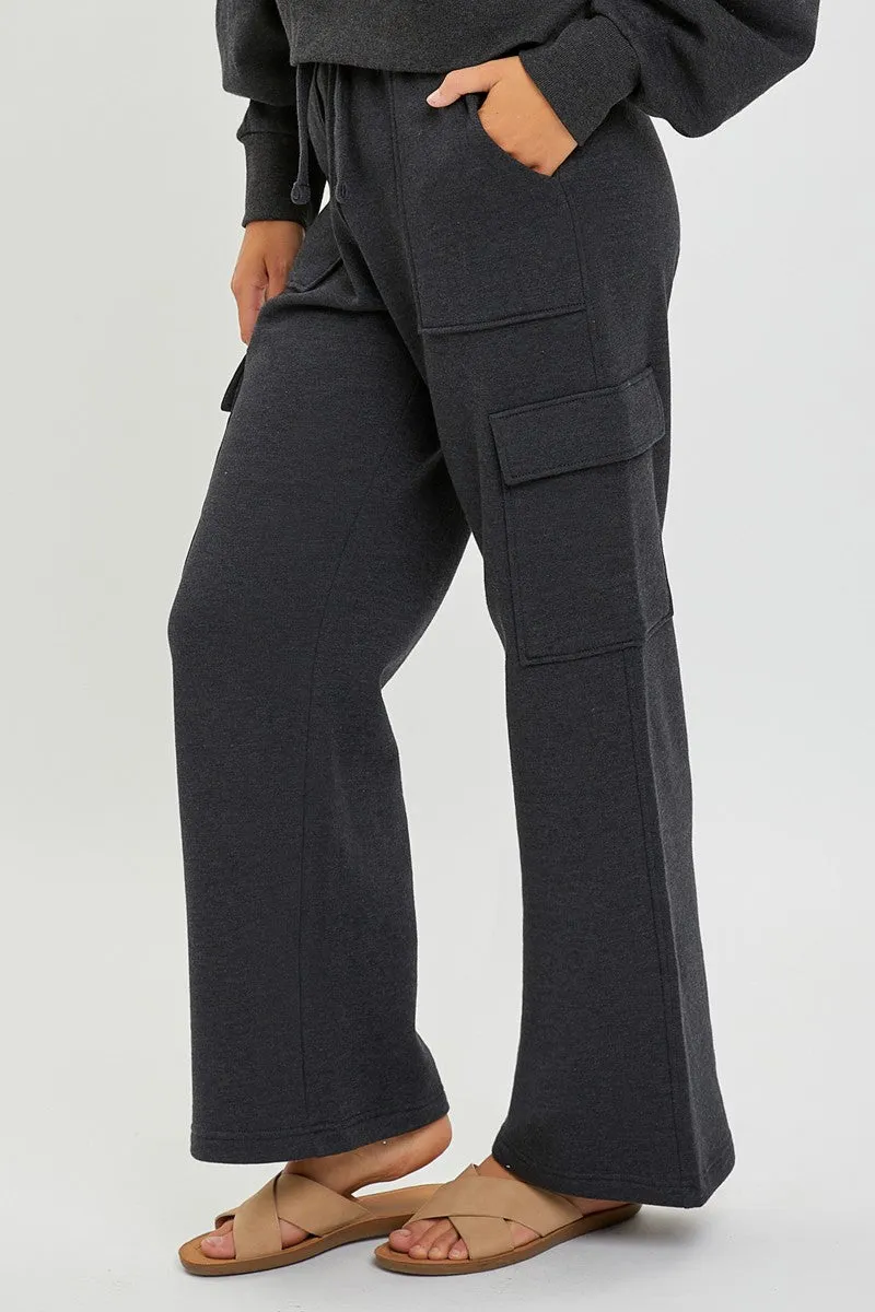 Wide High Rise Cargo Pants