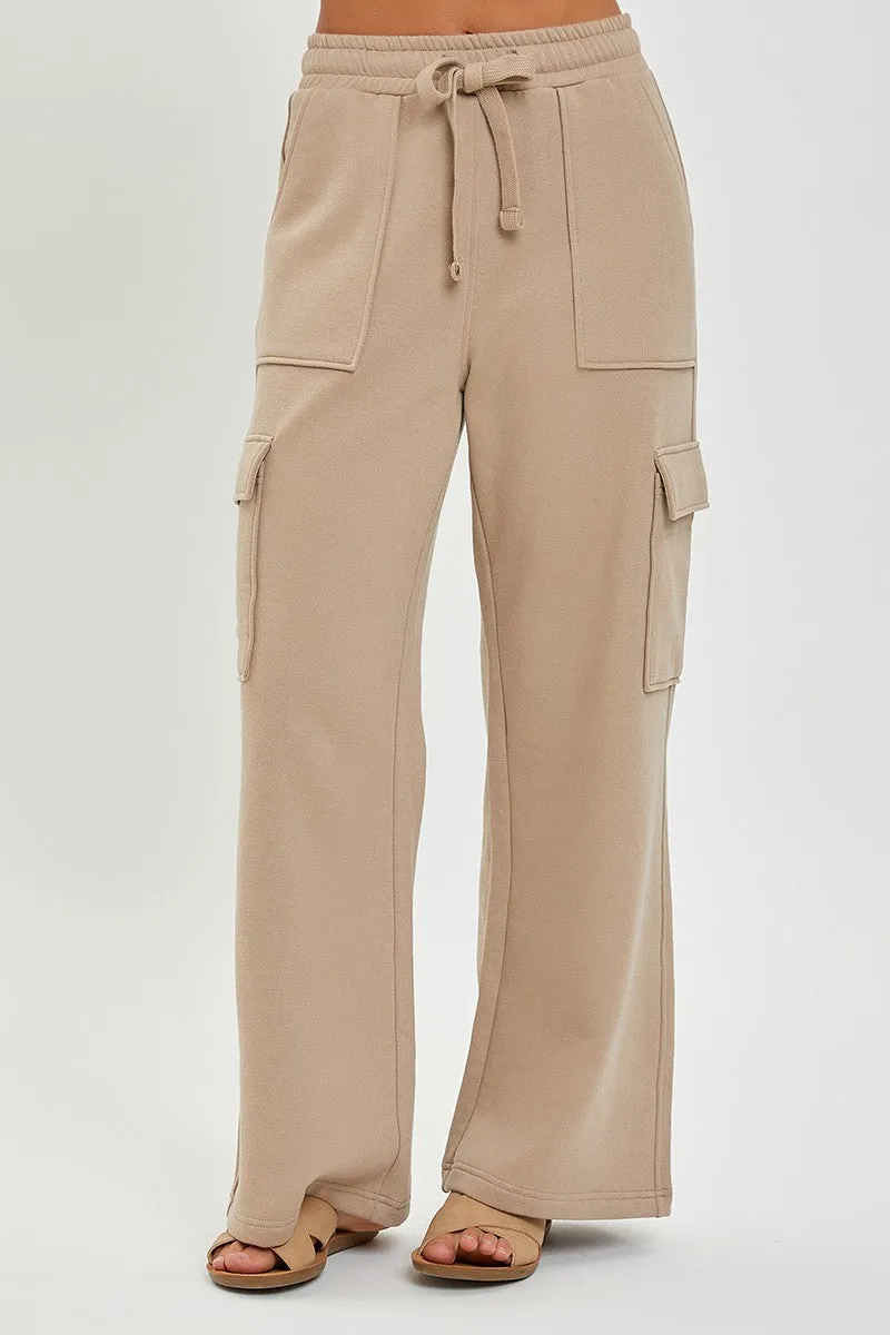 Wide High Rise Cargo Pants