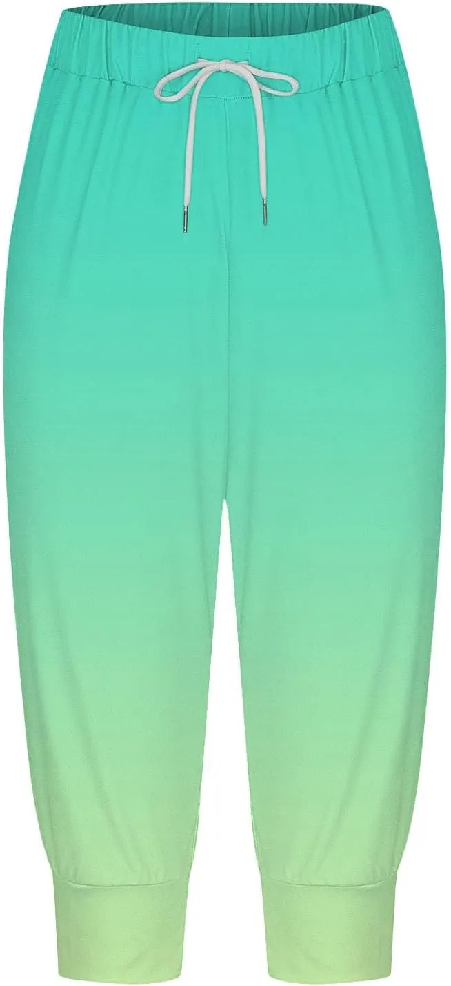 Women Linen Summer Baggy Palazzo Pants Elastic Waist Baggy Stretchy Slim-Fit Pant Trousers Work Business